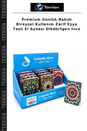 Premium Günlük Bakım Bireysel Kullanım Zarif Eşya Taşlı El Aynası Dikdörtgen İnce