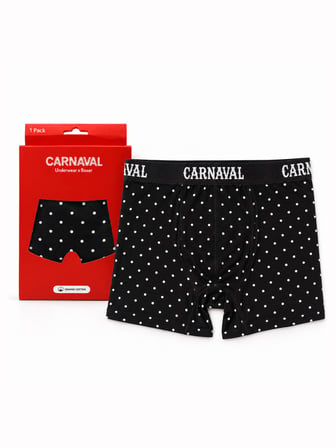 Puantiyeli Erkek Boxer Pamuklu Likralı Parlak Lastikli Kutulu