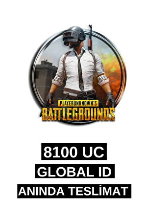 8100 UC PUBG MOBILE UC GLOBAL ID YÜKLEME
