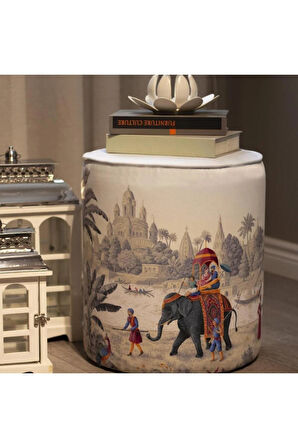 Otantik Manzara Tasarımlı Puf (Kumaşı Süettir. Uluslararası Solmama Sertifikasına Sahiptir.)