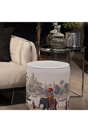 Otantik Manzara Tasarımlı Puf (Kumaşı Süettir. Uluslararası Solmama Sertifikasına Sahiptir.)