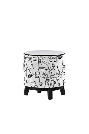 No Face Ahşap Ayaklı Puf (Kumaşı Süettir. Uluslararası Solmama Sertifikasına Sahiptir.)