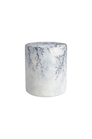 Blue Mini Flowers Puf (Kumaşı Süettir. Uluslararası Solmama Sertifikasına Sahiptir.)