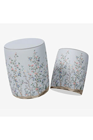 Mini Colorful Flowers Puf (Kumaşı Süettir. Uluslararası Solmama Sertifikasına Sahiptir.)