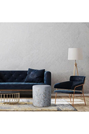 Mini Colorful Flowers Puf (Kumaşı Süettir. Uluslararası Solmama Sertifikasına Sahiptir.)