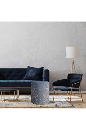 Mavi Çiçek Tasarımlı Puf (Kumaşı Süettir. Uluslararası Solmama Sertifikasına Sahiptir.)