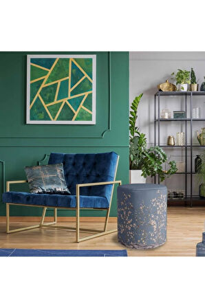 Mavi Çiçek Tasarımlı Puf (Kumaşı Süettir. Uluslararası Solmama Sertifikasına Sahiptir.)