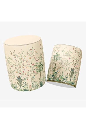 Renkli Çiçek Tasarımlı Puf (Kumaşı Süettir. Uluslararası Solmama Sertifikasına Sahiptir.)