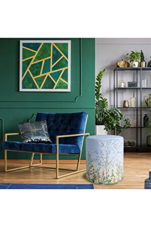 Renkli Çiçek Detaylı Puf (Kumaşı Süettir. Uluslararası Solmama Sertifikasına Sahiptir.)