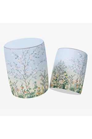 Renkli Çiçek Detaylı Puf (Kumaşı Süettir. Uluslararası Solmama Sertifikasına Sahiptir.)