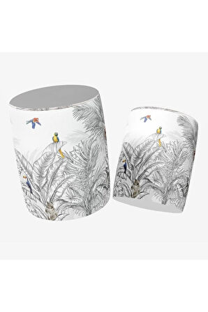 Palmiye Yaprak Tasarımlı Puf (Kumaşı Süettir. Uluslararası Solmama Sertifikasına Sahiptir.)