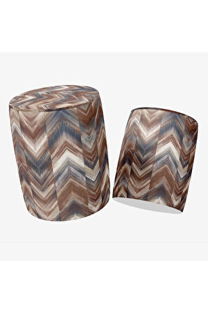 Kahverengi Geometrik Puf (Kumaşı Süettir. Uluslararası Solmama Sertifikasına Sahiptir.)