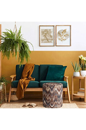 Kahverengi Geometrik Puf (Kumaşı Süettir. Uluslararası Solmama Sertifikasına Sahiptir.)