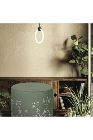 Yeşil Çiçek Tasarımlı Puf (Kumaşı Süettir. Uluslararası Solmama Sertifikasına Sahiptir.)