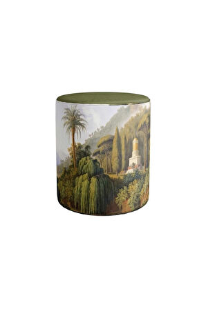 Yeşil Orman Manzaralı Puf (Kumaşı Süettir. Uluslararası Solmama Sertifikasına Sahiptir.)