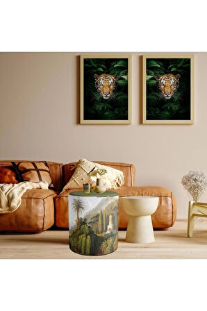 Yeşil Orman Manzaralı Puf (Kumaşı Süettir. Uluslararası Solmama Sertifikasına Sahiptir.)