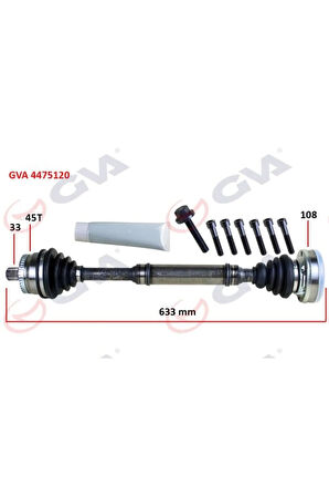 Komple Aks Sağ Abs Li A4-passat 1.8t 96-01 45 Diş 633mm