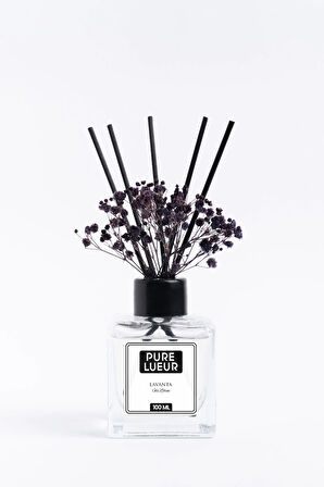 Lavanta Çubuklu Oda Kokusu Bambu Kokusu Kare Şişe Lavender Reed Diffuser 100ml