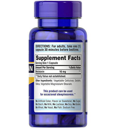 Puritan's Pride Melatonin Sleep Aid 10 mg 60 Capsules