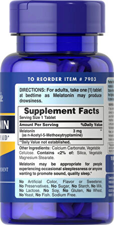 Puritan's Pride Night Sleep Melatonin 3 mg 120 Capsules