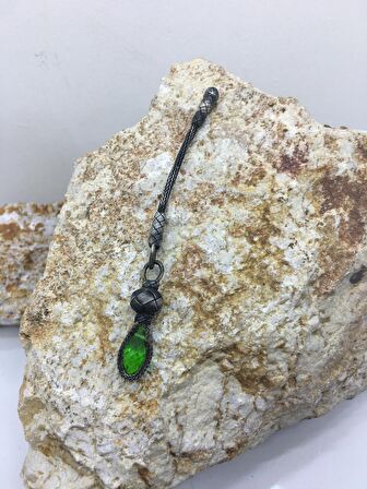 Hafif Model Gümüş Kazaziye Kristal Taşlı Tesbih Püskülü- El Örmesi Orijinal Trabzon İşçiliği Gümüş