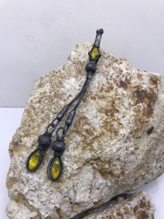 Gümüş Kazaziye Zirkon Kristal Taşlı İki Sallantılı Gümüş Tesbih Püskülü