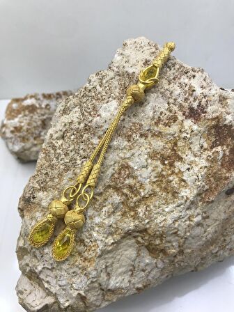 Gümüş Kazaziye Zirkon Kristal Taşlı İki Sallantılı Gümüş Tesbih Püskülü