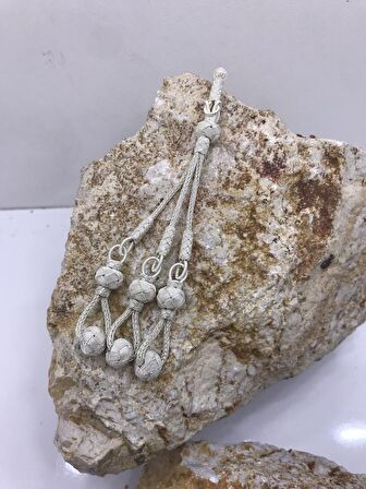 Top Sallantılı Üçlü Gümüş Püskül