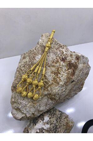 Top Sallantılı Dörtlü Tesbih Püskülü Gold