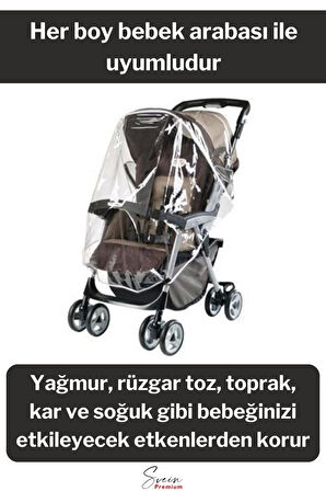 Premium Bebek Arabası Puset Şeffaf Yağmurluk Rüzgar Engelleyici Koruyucu Muşamba Örtü Dayanıklı