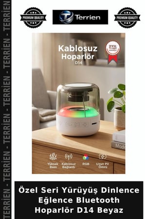 Özel Seri Yürüyüş Dinlence Eğlence Bluetooth Hoparlör D14 Beyaz