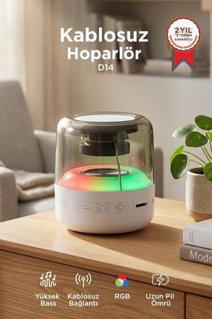 Özel Seri Yürüyüş Dinlence Eğlence Bluetooth Hoparlör D14 Beyaz