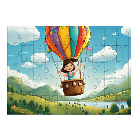 Ahşap Mdf Puzzle Yapboz Balonla Gökyüzü Yolculuğu 50 Parça 35*50 cm