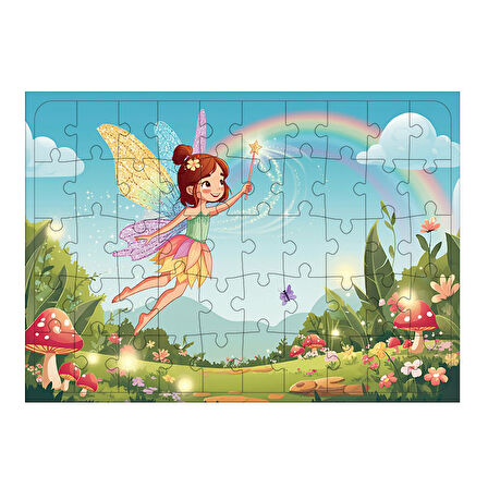 Ahşap Mdf Puzzle Yapboz Peri Ve Gökkuşağı Bahçesi 50 Parça 35*50 cm