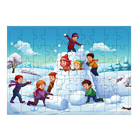 Ahşap Mdf Puzzle Yapboz Kar Topu Çocuklar 50 Parça 35*50 cm