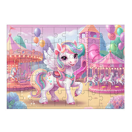 Ahşap Mdf Puzzle Yapboz Masal Unicorn'U 50 Parça 35*50 cm