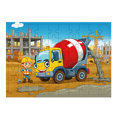 Ahşap Mdf Puzzle Yapboz Beton Mikseri Sahnesi 50 Parça 35*50 cm