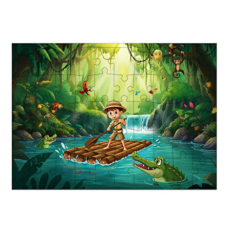 Ahşap Mdf Puzzle Yapboz Kano İle Macera 50 Parça 35*50 cm