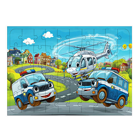 Ahşap Mdf Puzzle Yapboz Kurtarma Araçları 50 Parça 35*50 cm