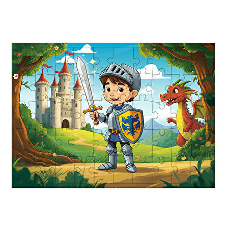 Ahşap Mdf Puzzle Yapboz Ortaçağ Şövalyesi 50 Parça 35*50 cm