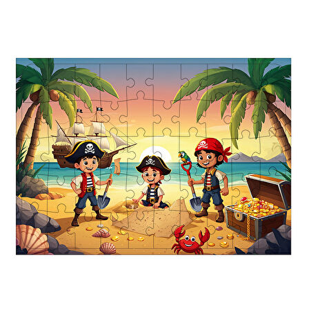 Ahşap Mdf Puzzle Yapboz Korsan Hazine Avı 50 Parça 35*50 cm