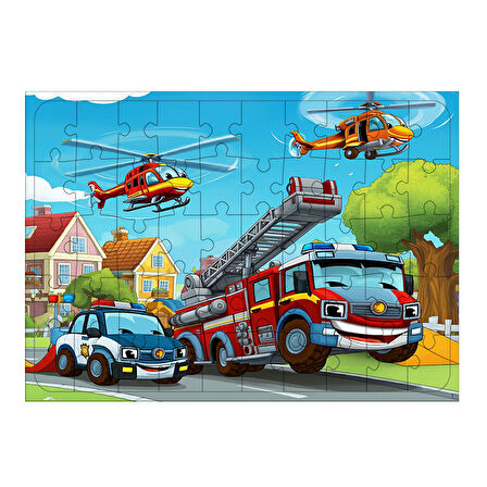 Ahşap Mdf Puzzle Yapboz Yangın Söndürme Helikopteri 50 Parça 35*50 cm