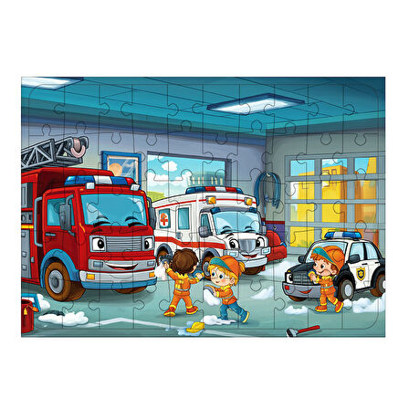 Ahşap Mdf Puzzle Yapboz Araba Tamir Atölyesi 50 Parça 35*50 cm