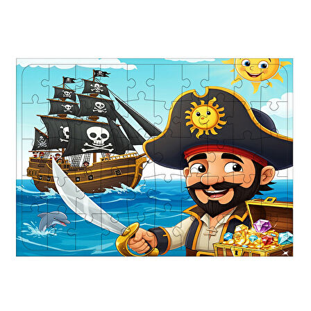 Ahşap Mdf Puzzle Yapboz Korsan Gemisi Yolculuğu 50 Parça 35*50 cm