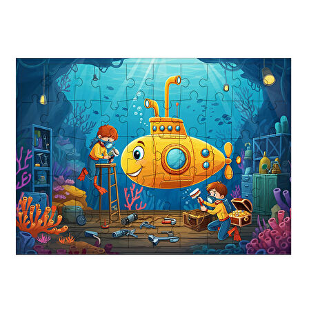 Ahşap Mdf Puzzle Yapboz Büyülü Denizaltı 50 Parça 35*50 cm