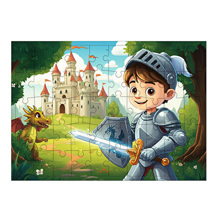 Ahşap Mdf Puzzle Yapboz Kahraman Şövalye Macerası 50 Parça 35*50 cm
