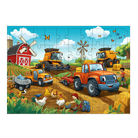 Ahşap Mdf Puzzle Yapboz Çiftlikte Traktör Keyfi 50 Parça 35*50 cm