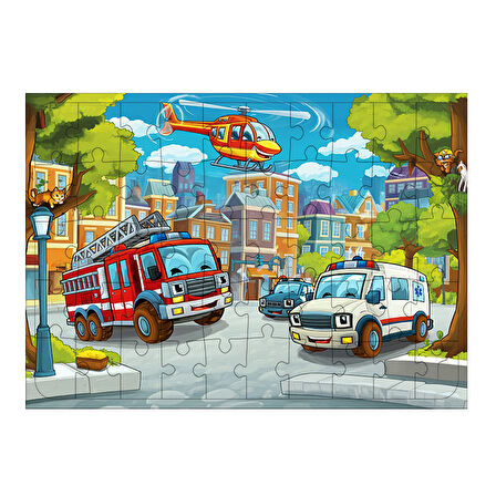 Ahşap Mdf Puzzle Yapboz Şehir İtfaiyesi Görevi 50 Parça 35*50 cm