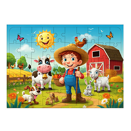 Ahşap Mdf Puzzle Yapboz Sevimli Çiftlik Hayvanları 50 Parça 35*50 cm