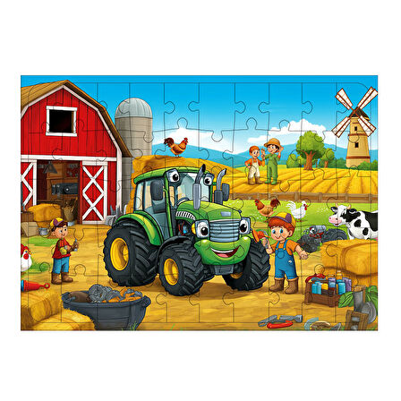 Ahşap Mdf Puzzle Yapboz Traktör Çiftlikte 50 Parça 35*50 cm